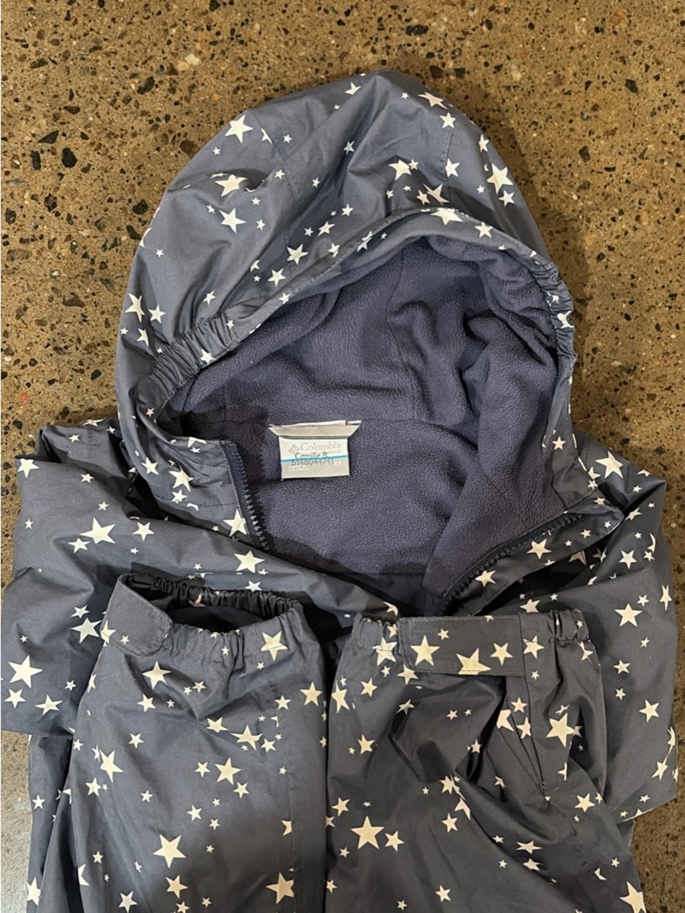 Columbia Kids Navy Star Print Hooded Raincoat